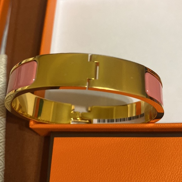 NEW HERMÈS CLIC H BRACELET PINK - Picture 17 of 17
